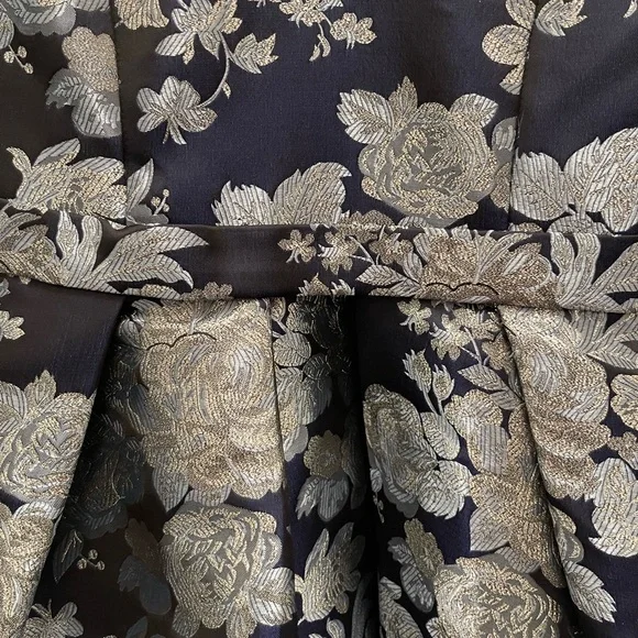 Oleg Cassini | Metallic Brocade Knee Length Dress - Picture 11 of 11